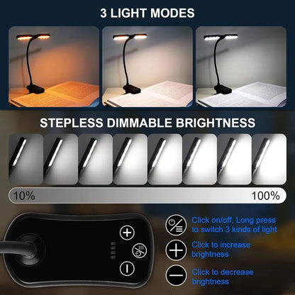 Dual Heads 14 LED Touch Control Reading Light with 3 Colors&8 AliExpress