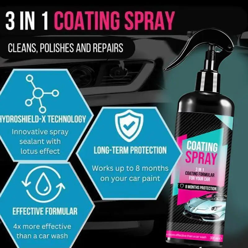 Limlex Spray de Recubrimiento para Coche, Agente de Renovación de Cera para Coche, Spray de Pulido, Spray de Detallado Rápido, Pulidor, Agente Restaurador