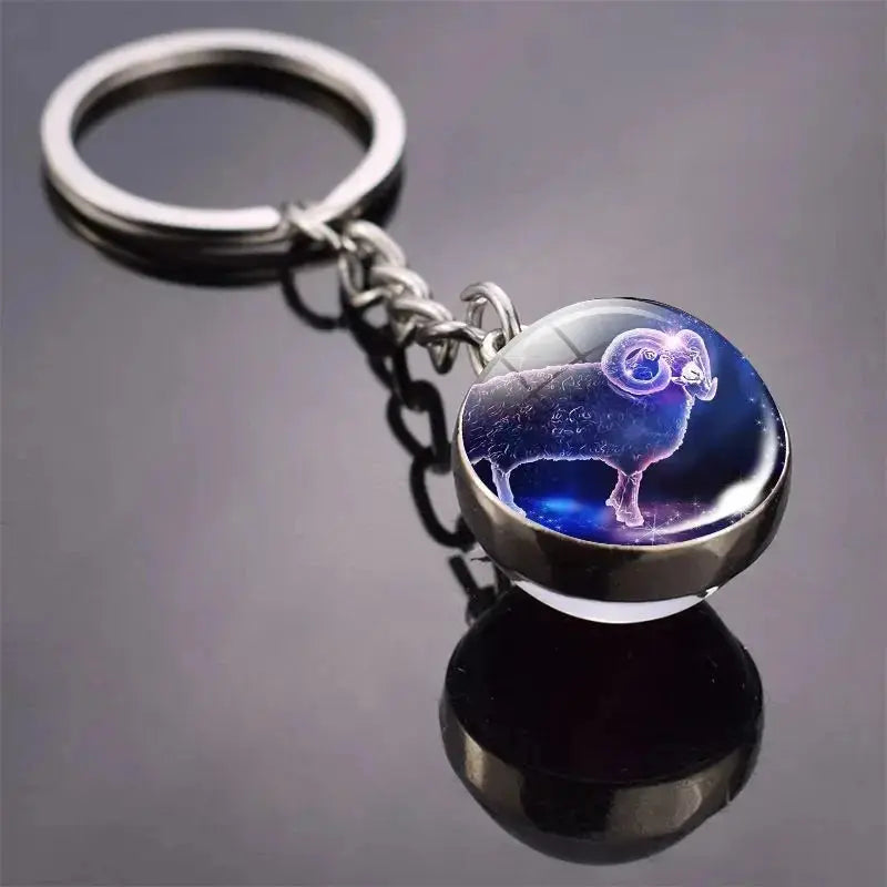 12 Constellation Keychain with Luminous Time Stone Pendant - Creative Fashion Accessory Gift Shop1103314747 Store
