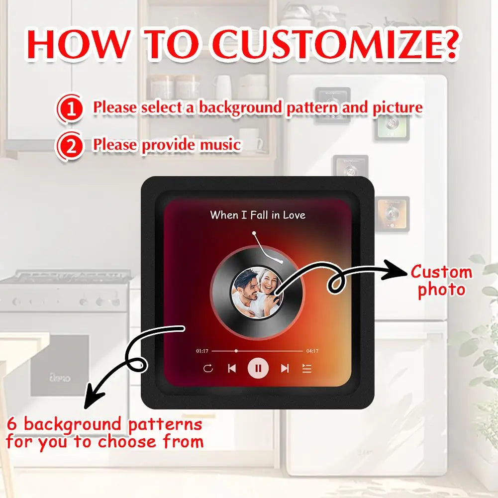Personalized Music Fridge Magnet – Add Your Favorite Song and Photo! Happy Home Time Store