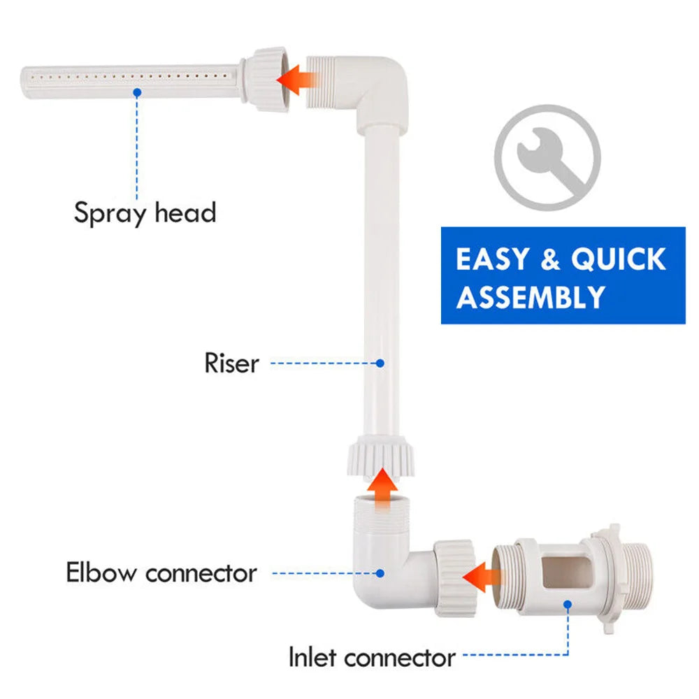 Kit de fuente de cascada para piscina de PVC, característica de pulverización de agua, decoraciones para piscinas y spas, fácil instalación, accesorios para piscinas