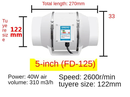 4inch 220V Exhaust Fans Home Silent Inline Pipe Duct Fan Bathroom Extractor Ventilation Kitchen Toilet Wall Air Clean Ventilator Chcyus Official Store
