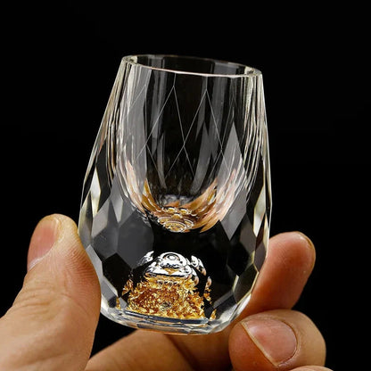 Luxury Crystal Glass Vodka Sake Liqueur Gold Foil Glass Beautifu Store