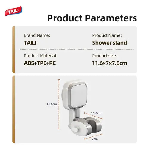 TAILI 2PCS Shower Head Holder Removable No-drill Shower Head Reusable