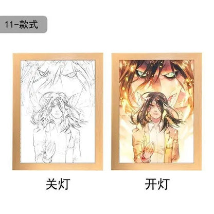 Attack On Titan Anime Figure Customized Night Light Painting Decor