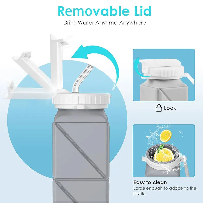 620ml Collapsible Water Bottle Cup with Straw Lid Leakproof BPA Free AliExpress