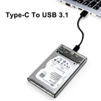 2.5 Inch HDD SSD Case SATA to USB 3.1 Type C 4TB Transparent External Hard Drive Housing Compatible UASP SATA III Laptop BEST Tools House Store