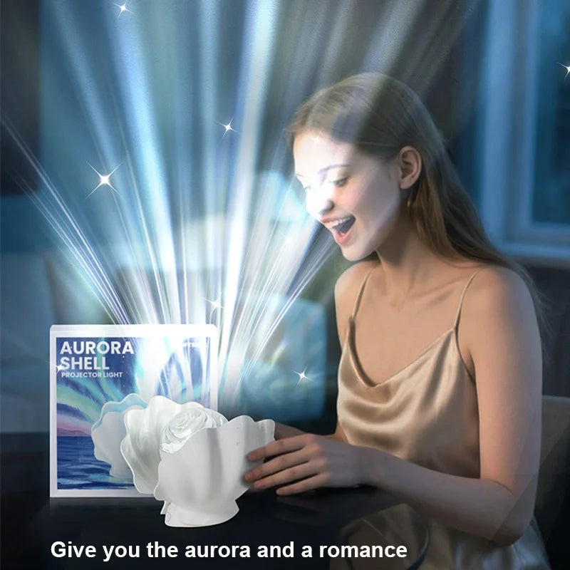 Lámpara Proyectora AuroraShell™ Estrellada 🐚🌌 Brillo Nocturno de Ensueño