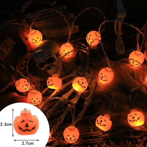 2025 Halloween Decoration Led Light String Pumpkin Skull Eyeball Shaped Lamp String  Trick Or Treat Lantern Horror Halloween Day