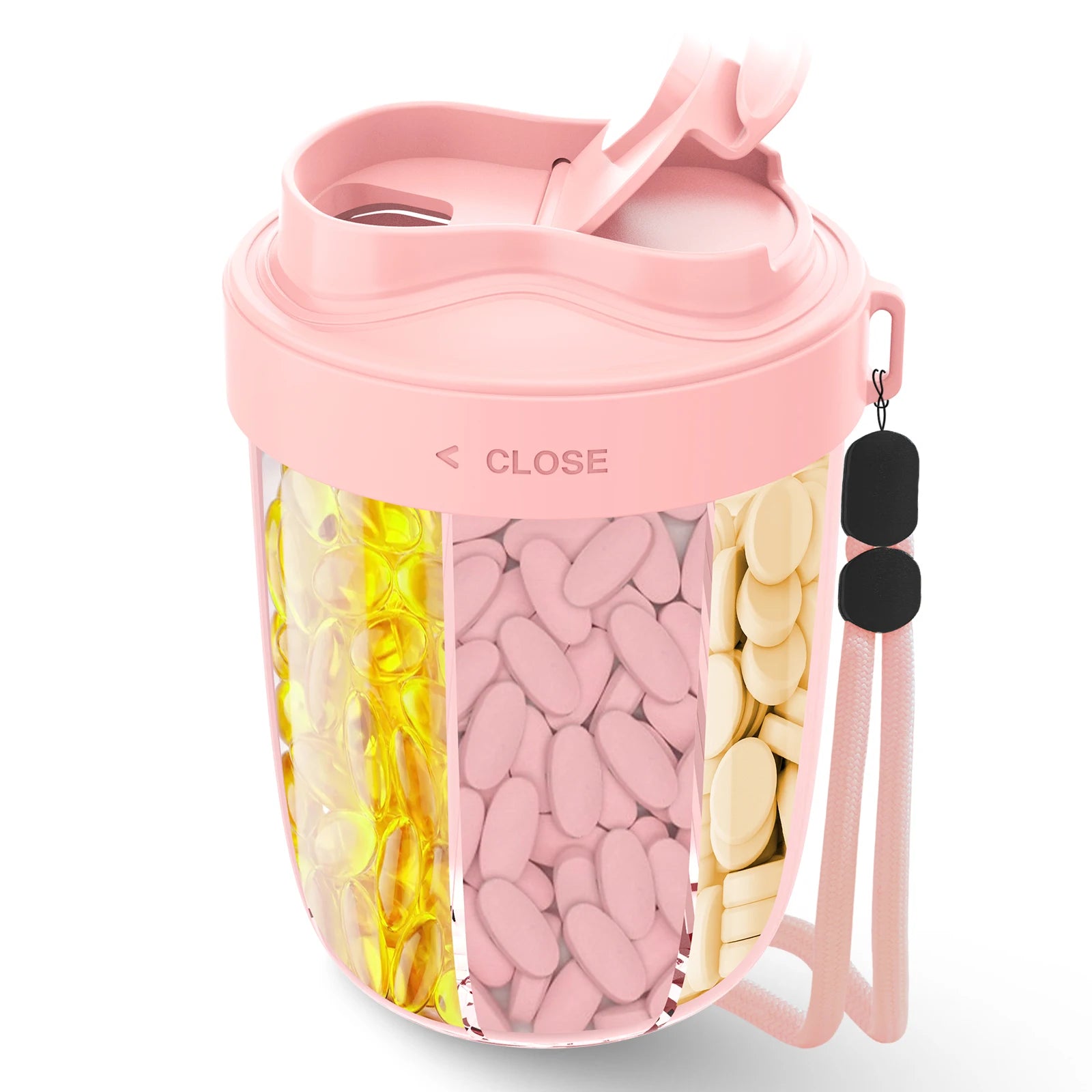 Dose on Time: 7-Compartment Pill Dispenser Bottle