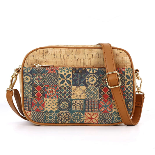 Vintage Flower Print Crossbody Bag, Women's Tree Bark Pattern Purse, Ethnic Style Shoulder Bag, Versatile