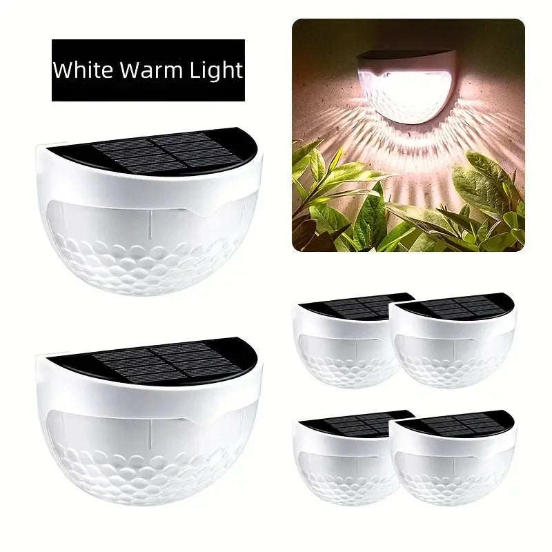 6PCS Solar Fence Lights Deck Lights Solar Wall Mount Outdoor Lamp White LED Lamp Lighting For Garden Home Patio Yard Camp Light