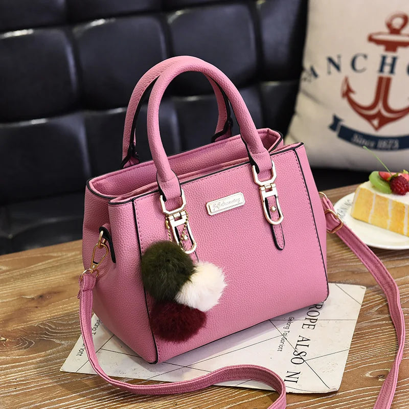 PU Leather Ladies HandBags Women Vintage Purse Plush Tassel Messenger Bags Tote Boston Shoulder Crossbody Bag Stone's Store