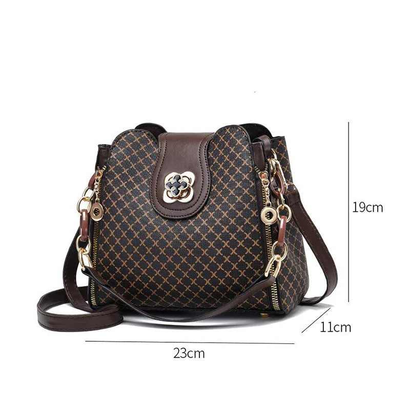 New Women Handbag Bag Luxury Design Bucket Shoulder Crossbody Bag Flip Check Print Large Capacity Single Shoulder Straddle Bag Yogodlns Outlet Store