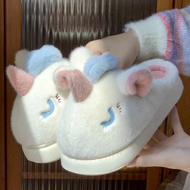 Halloween Ghost Pumpkin Bat Design Women Winter Slippers Casual Soft Heel Platform Fur Warm Indoor Comfortable Man Home Slippers