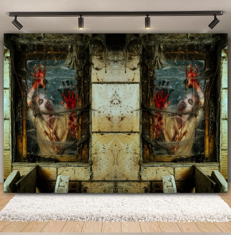 Horror Halloween Backdrop Blood Splatter Ghosts Bloody Handprints Haunted House Party Decor Photography Background Photo Studio