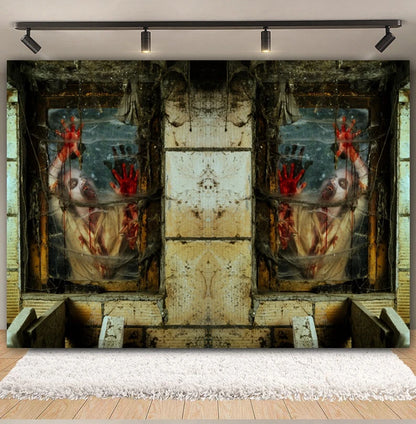 Horror Halloween Backdrop Blood Splatter Ghosts Bloody Handprints Haunted House Party Decor Photography Background Photo Studio