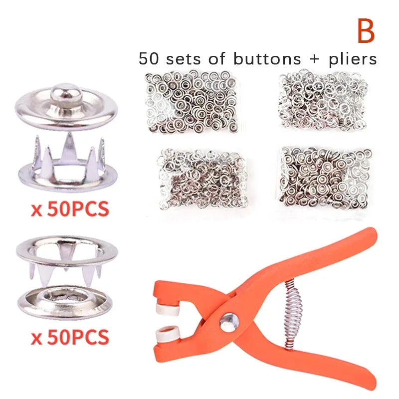 Snaps Buttons Pliers Set Snap Fasteners Kit Tool Sewing Buttons Press Studs Snap for Installing Clothes Bags