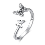 Adjustable Rings Real 925 Sterling Silver Stackable Engagement Zircon Open Size Rings For Women Jewelry big nose Official Store