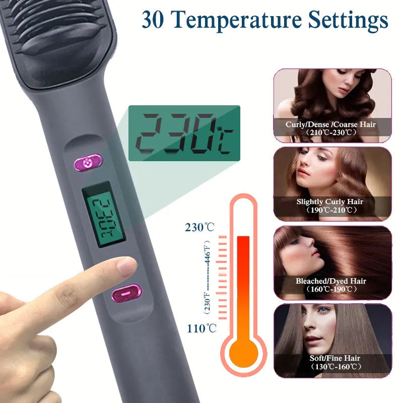 Electric Hot Comb Multifunctional Straight Hair Straightener Comb Negative Ion Anti-Scalding Styling Tool Straightening Brush Stone's Store