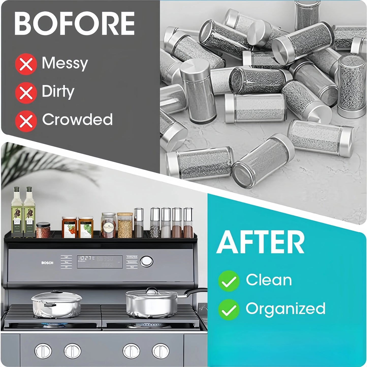 Space-Saving Magnetic Rack – Holds Spices, Utensils & More!