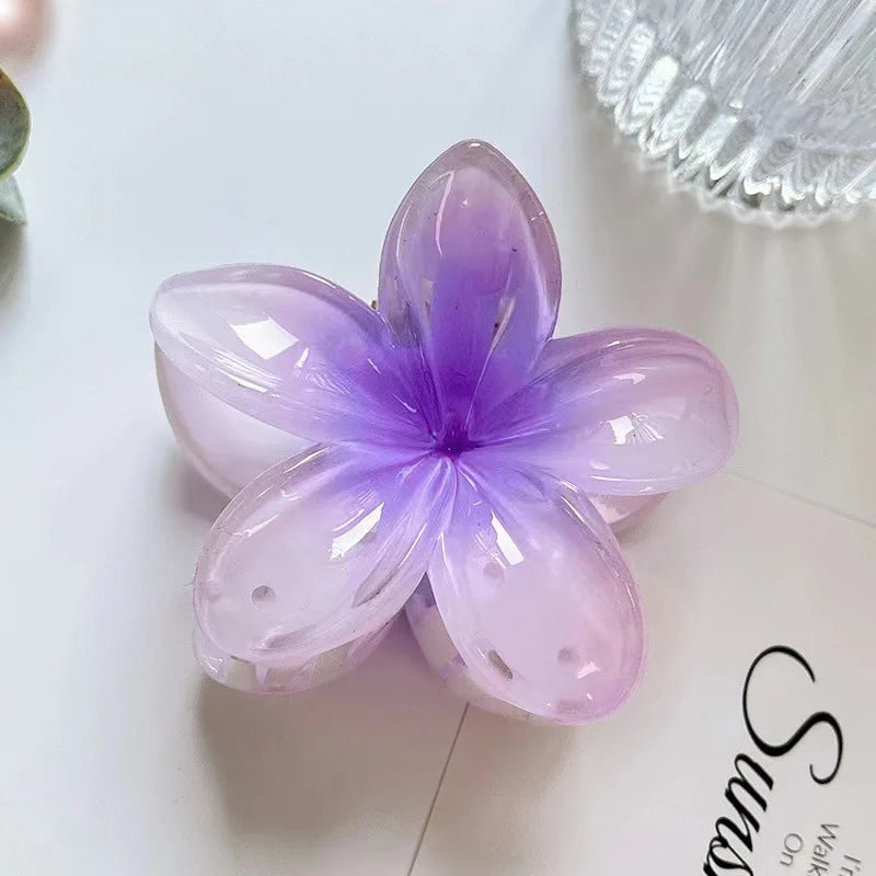 Six colors Gradient Flower Hair Accessories Set Beach Style Hairpins Flower Claw Clips Summer Flower Hairpins Hawaiian Style Sheeamy Store