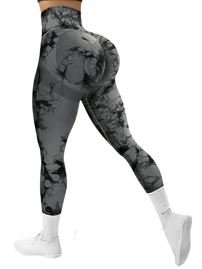 Leggings de gimnasio sin costuras para levantar la cadera, pantalones de yoga tie-dye, mallas de ejercicio para mujer, pantalones de entrenamiento de cintura alta con control de abdomen