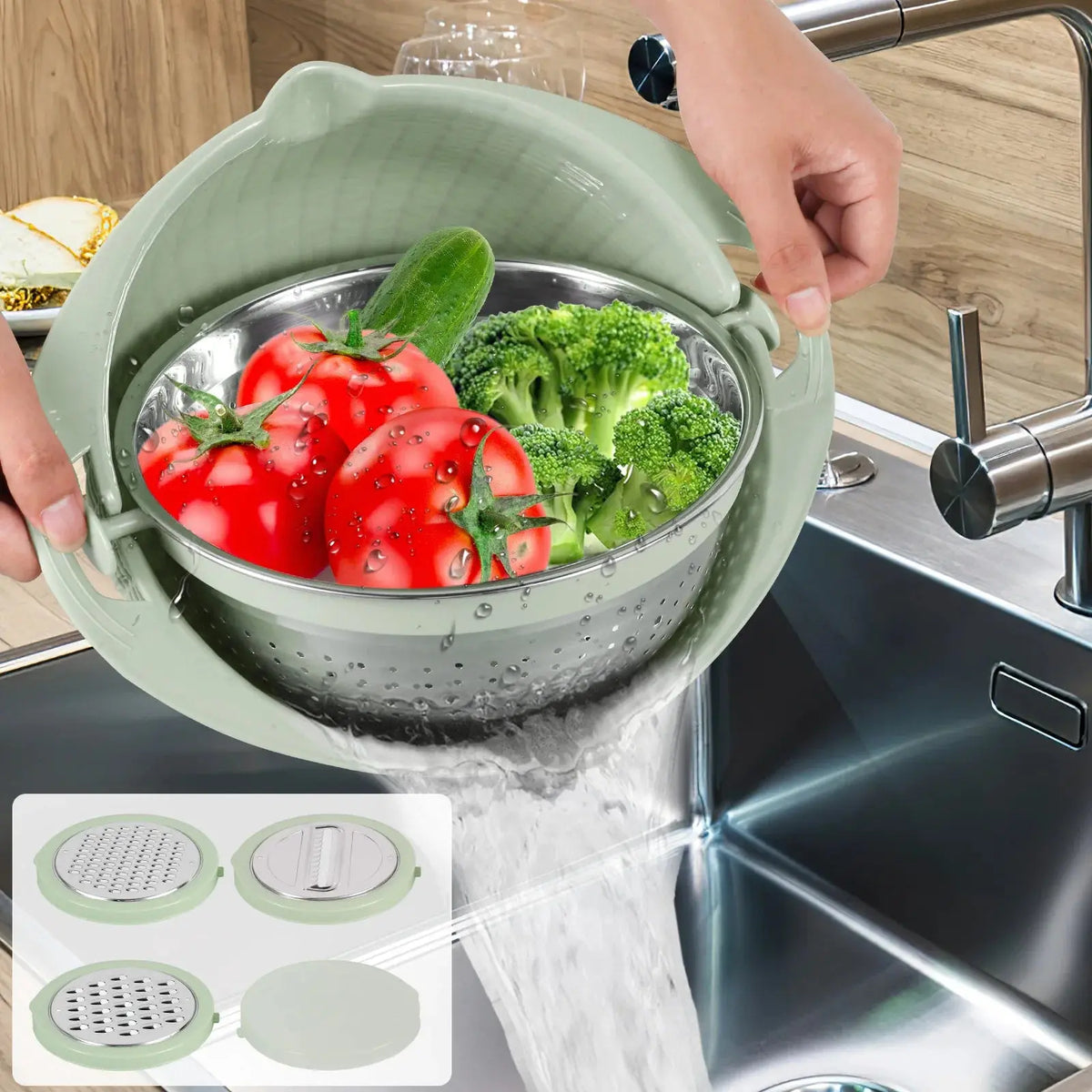 Kitchen Colander Set with Plastic Mixing Bowl 360°Rotating Food AliExpress