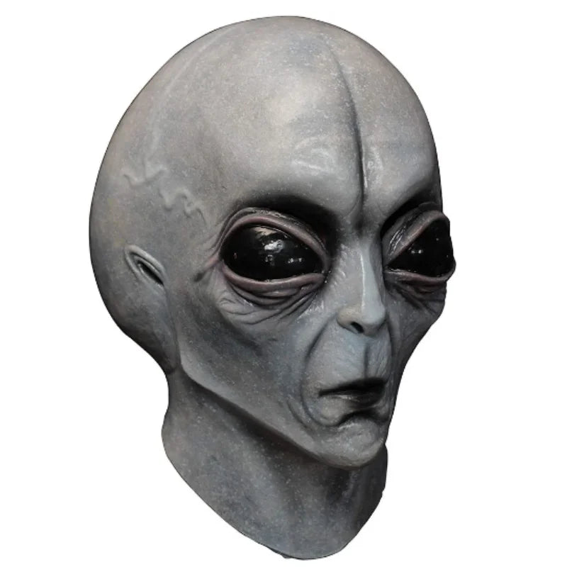 UFO Green Alien Masks Horror Alien Dress up Halloween Costume Party  Latex Headdress Funny Horror Costume Party  Props for adult