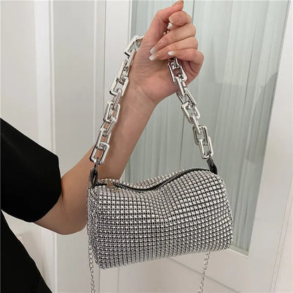 Allover Rhinestone Bucket Bag, Glitter Chain Prom Purse, Women's Mini Crossbody Bag (6.3*3.54) Inch Stone's Store