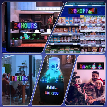 Dynamic Devil's Eye Truck Windshield Scrolling Advertising LED Car Sign RGB DIY App Control LED Panel Flexible Display Light