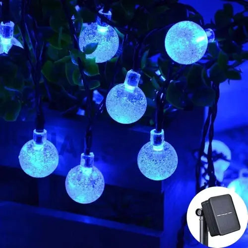 Solar Crystal Globe LED String Lights 60 LED 8 Lighting Modes IP65