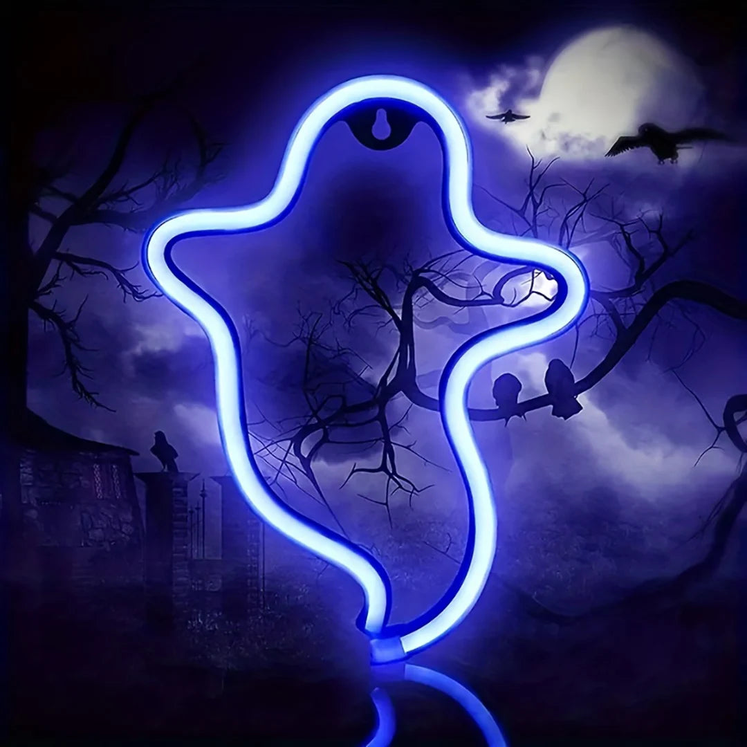 Halloween Led Neon Sign, Party Wall Art Decoration, Horror Atmosphere, Signature Neon Pendant, Room Night Light, USB or Battery Powered (Battery Not Included)