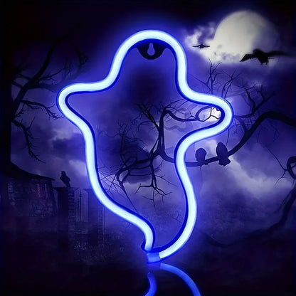 Halloween Led Neon Sign, Party Wall Art Decoration, Horror Atmosphere, Signature Neon Pendant, Room Night Light, USB or Battery Powered (Battery Not Included)