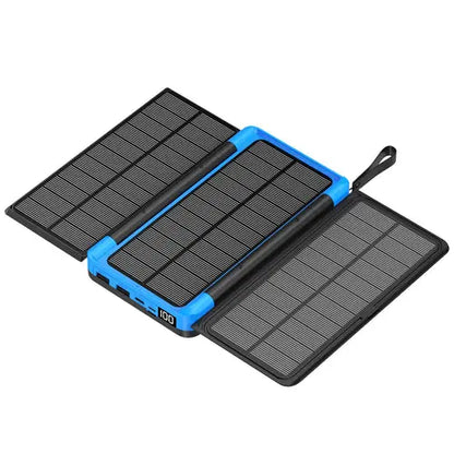20000mAh Folding Solar Power Bank with 3 Solar Panel Qi Wireless