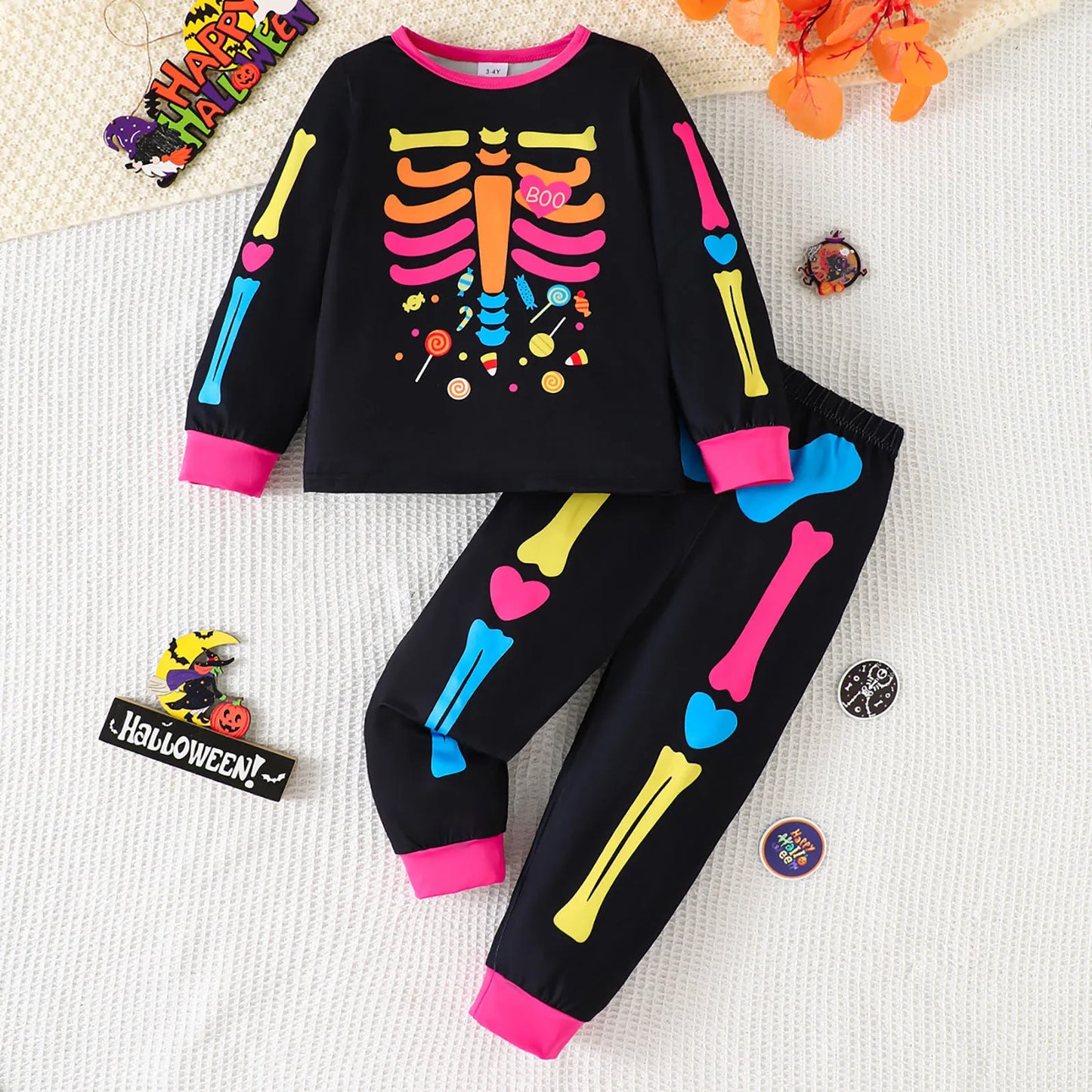5t Boy Clothes Fall Boy Halloween Home Dress Pajamas Set Pumpkin Print Top Full Printed Pants Two Piece Set Boys 3 Years Clothes