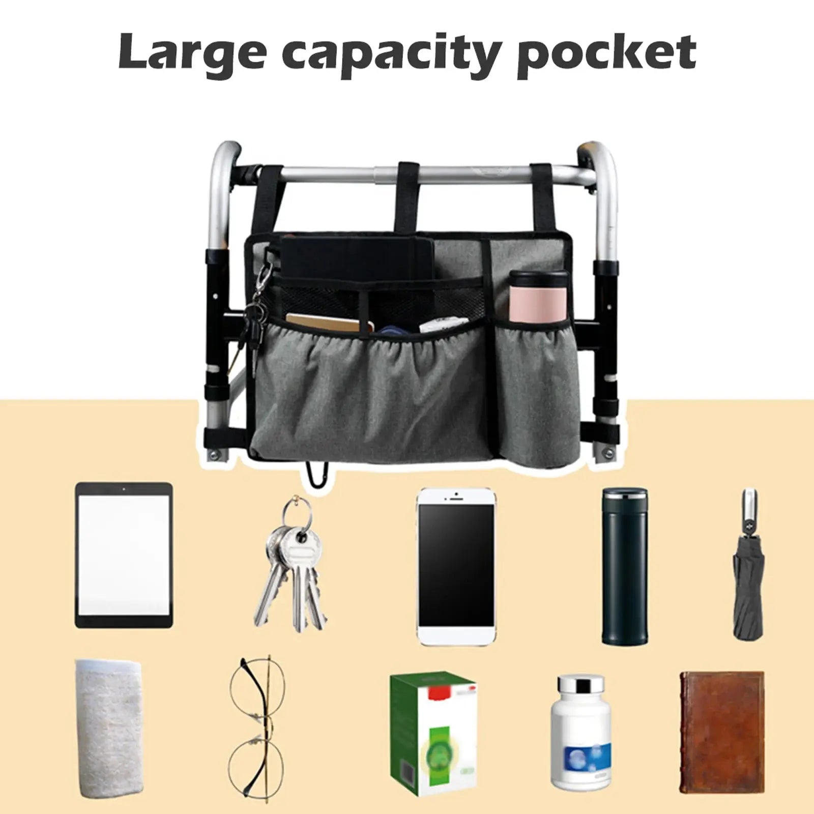 Walker Bag Basket with Cup Holder Suit for Adult Folding Walkers AliExpress