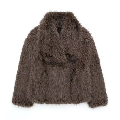 Women's Fashion Cropped Faux Fur Jacket Stone's Store