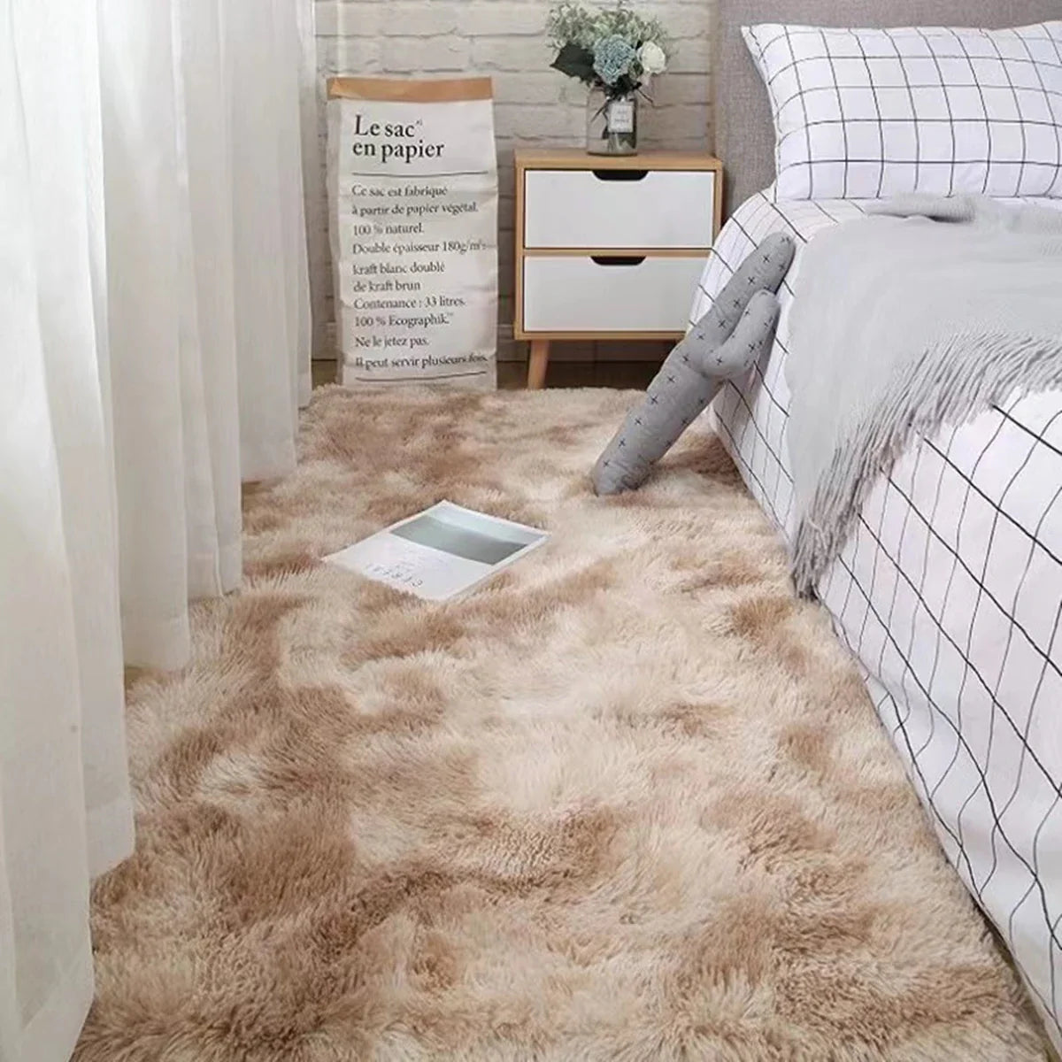 Soft Area Rugs Bedroom Carpet Fluffy Non-slip Tie-Dyed Fuzzy Shag Plush Soft Shaggy Bedside Rug Living Room Carpet Shop1103833493 Store