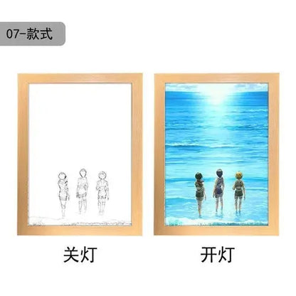 Attack On Titan Anime Figure Customized Night Light Painting Decor