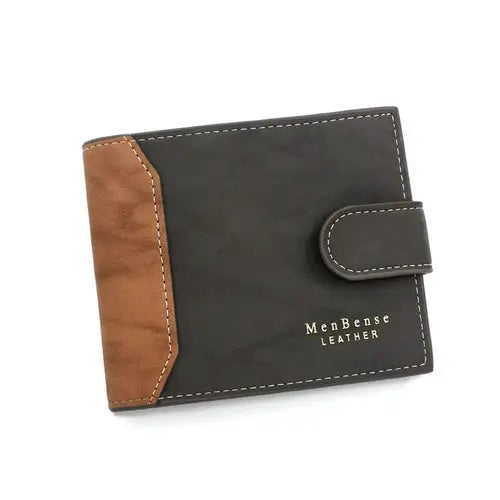 Billetera para hombre con cierre de broche Tarjetero de negocios Estuche Monedero corto para hombre de PU