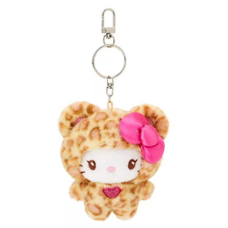 Sanrio Leopard Print Bear Series Hello Kitty Keychain Pendant Cartoon Kitty Cat Plush Doll Pendant Keychain Bag Decorations Gift Stone's Store