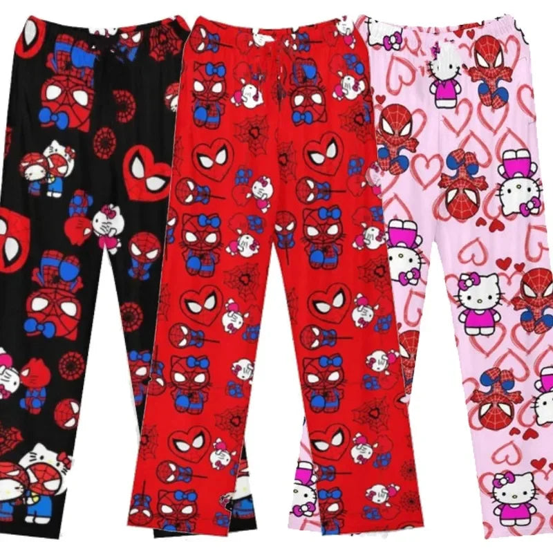 Hello Kitty Spider-man Cotton Loose Ladies Pajama Pants Pyjama Trousers Women Men Cartoon Sleep Bottoms Lounge Wear Girl Sleep Stone's Store
