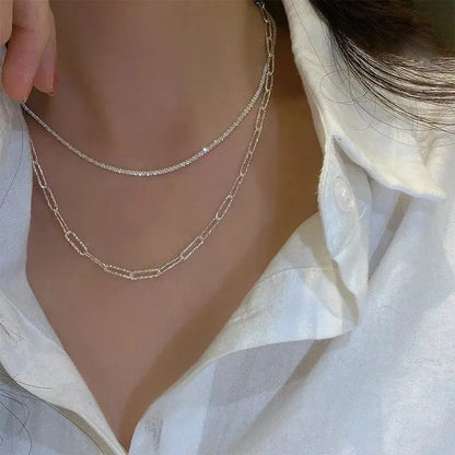 View details for Silver Color Sparkling Necklace For Women Trendy Clavicle Chain Choker