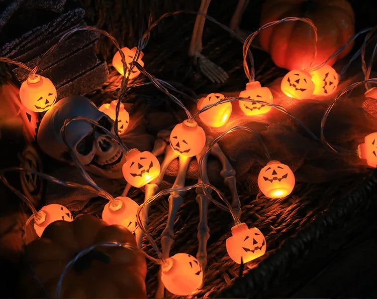 2025 Halloween Decoration Led Light String Pumpkin Skull Eyeball Shaped Lamp String  Trick Or Treat Lantern Horror Halloween Day