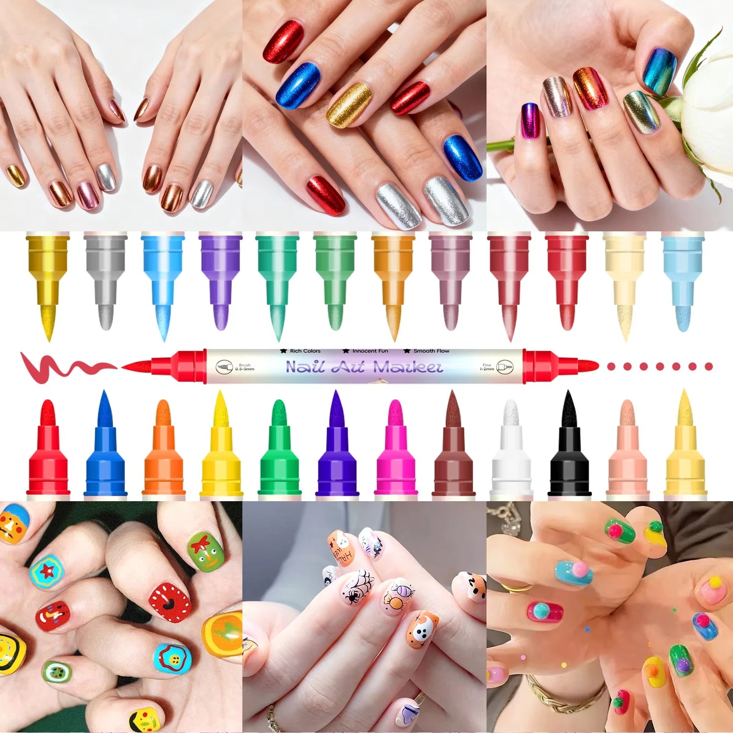 NailGlow Art Pens For 3D Nail Designs At Home Salon Quality