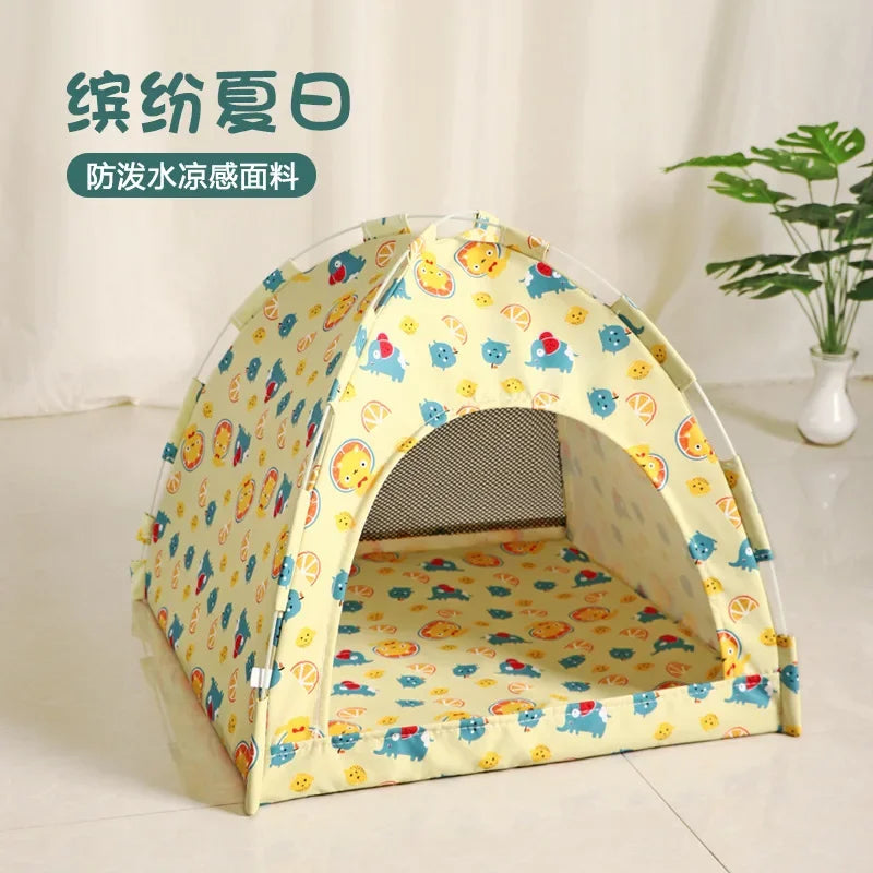 Pet Tent Bed Removable Cat Sofa Basket Canvas Semi-enclosed Cat House Dog Cave Hut Cat Sleeping Bed for Room Decor Pet Supplies