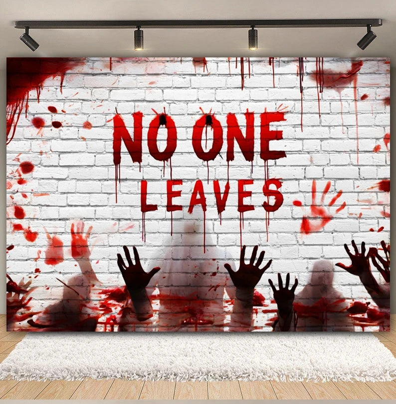 Horror Halloween Backdrop Blood Splatter Ghosts Bloody Handprints Haunted House Party Decor Photography Background Photo Studio