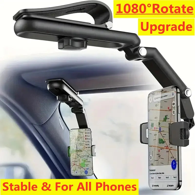 DriveView™ Visor Mount 🚗📱 — 360° Hands-Free Phone Access