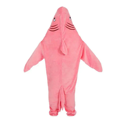 New Shark Shaped Plush Hooded Pajamas For Women And Men Y2k Pink Cute